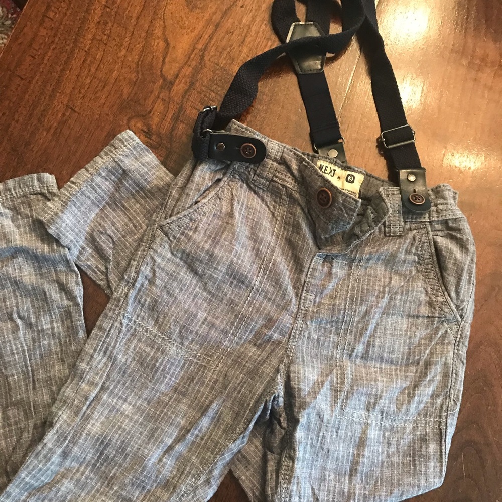 Next Direct Gray pants with suspenders